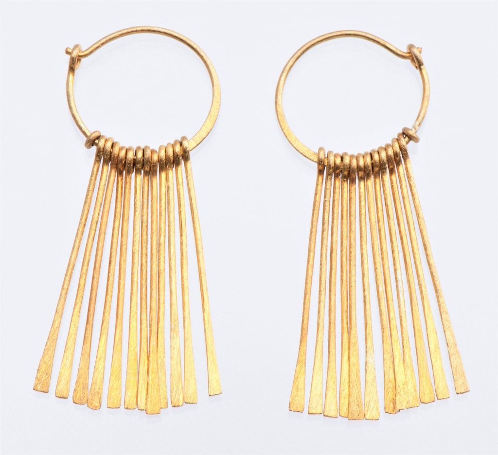 “Fringes ΙΙ” Earrings silver, yellow, matt