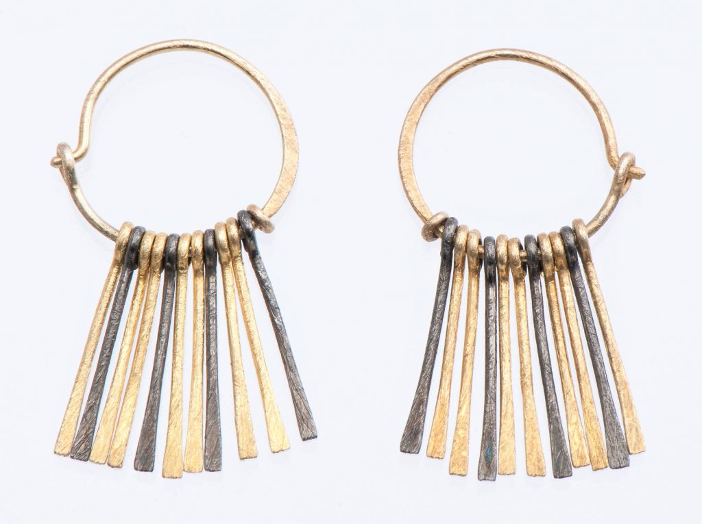 “Fringes ΙΙΙ” Earrings silver, yellow, black, matt