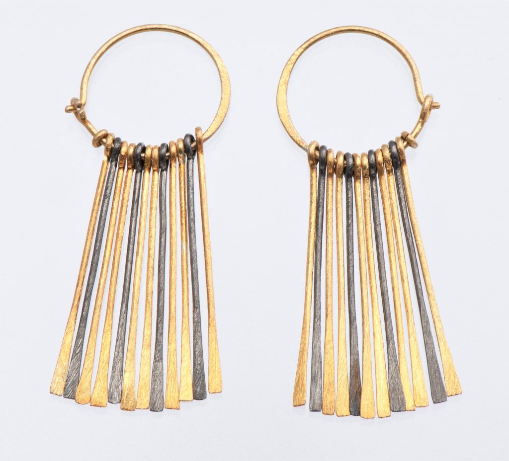 “Fringes ΙΙ” Earrings silver, yellow, black, matt