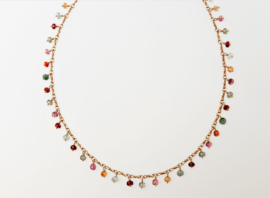 “…..like candies” Necklace gold, tourmalines