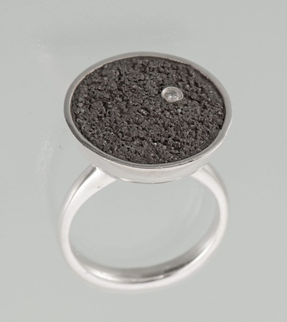 “Cup Ι” Ring, silver, concrete, diamond