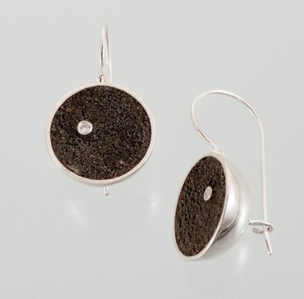 “Concrete Ι” Earrings silver, concrete, diamond