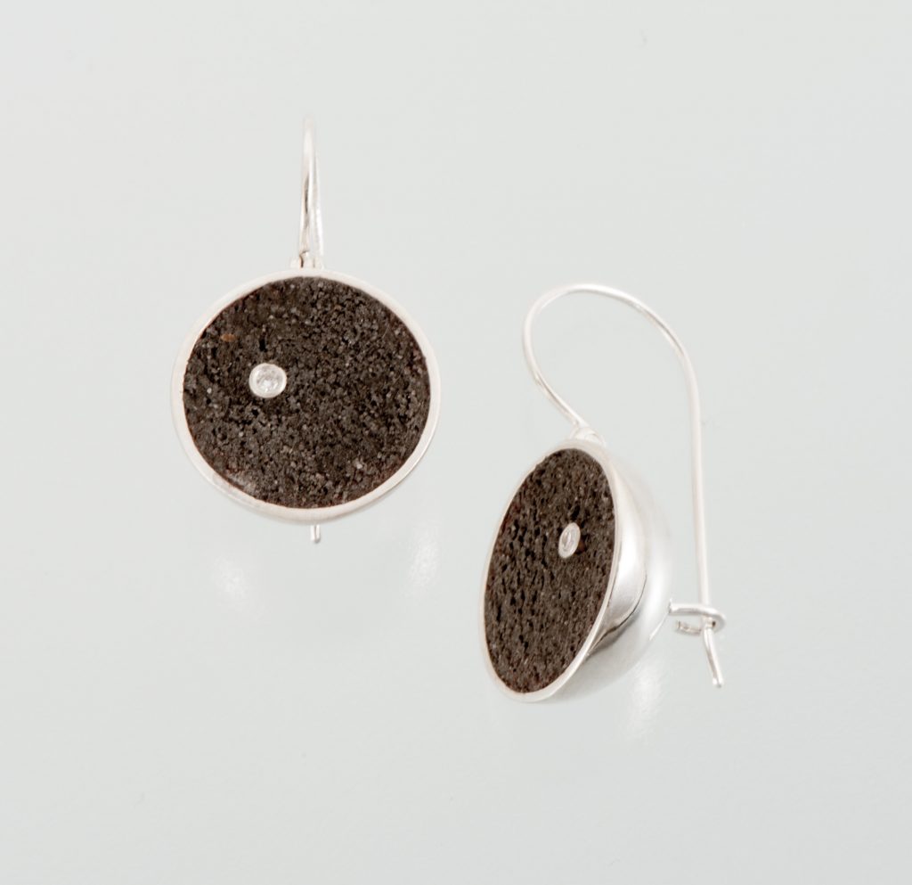 “Concrete ΙΙ” Earrings silver, concrete, diamond