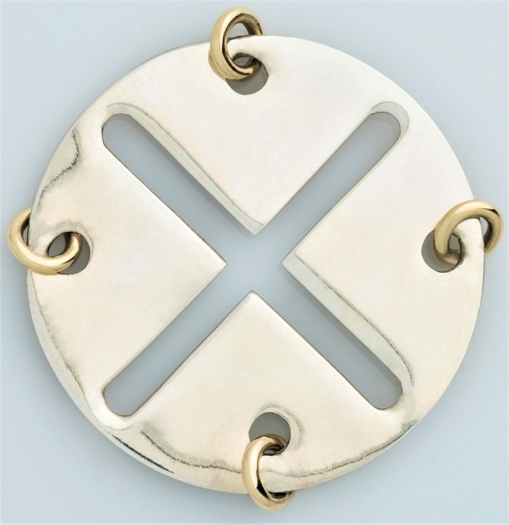 “X” Brooch-pendant silver and gold