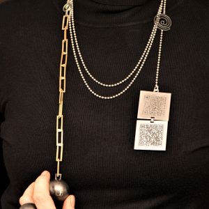 "Διαδικτυωμένοι" Κολιέ ασημένιο κίτρινο μαύρο με ματόχαντρο