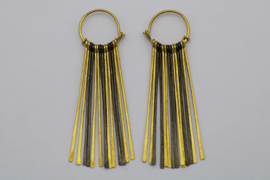 “Fringes Ι” Earrings silver, yellow, black, matt