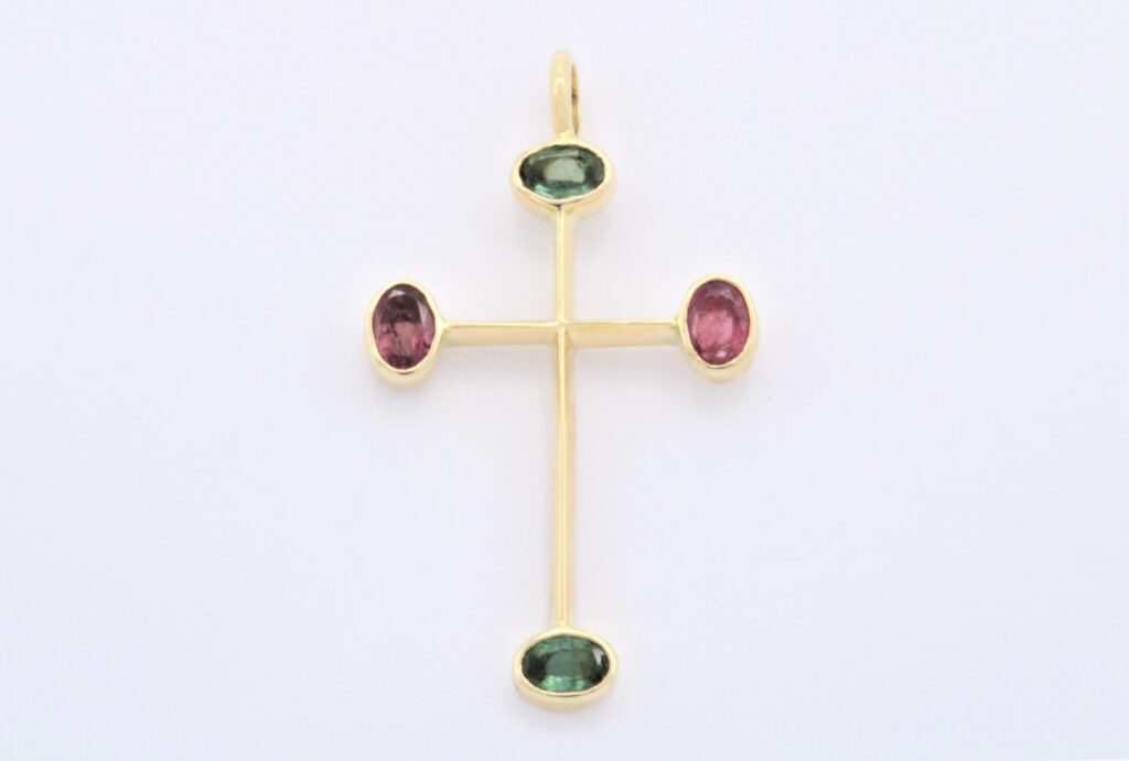 “Theofano ΙΙ” Cross gold, tourmaline