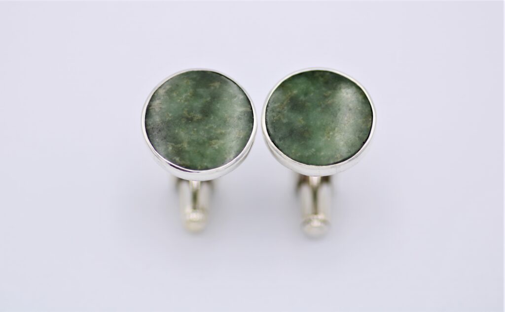 “Jade” Cufflinks, silver, jade