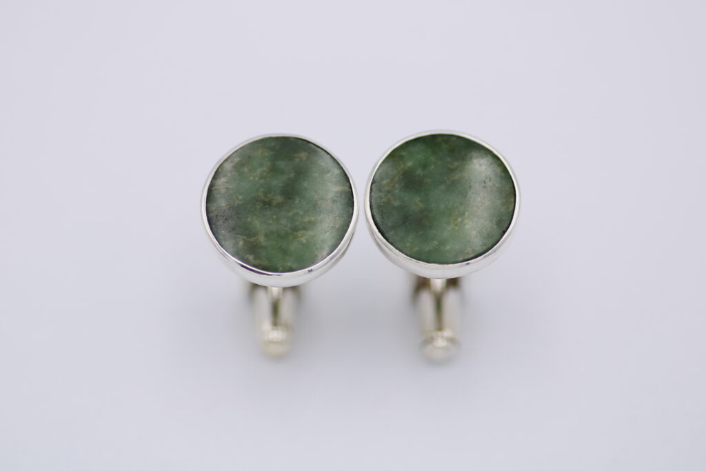 “Jade” Cufflinks, silver, jade