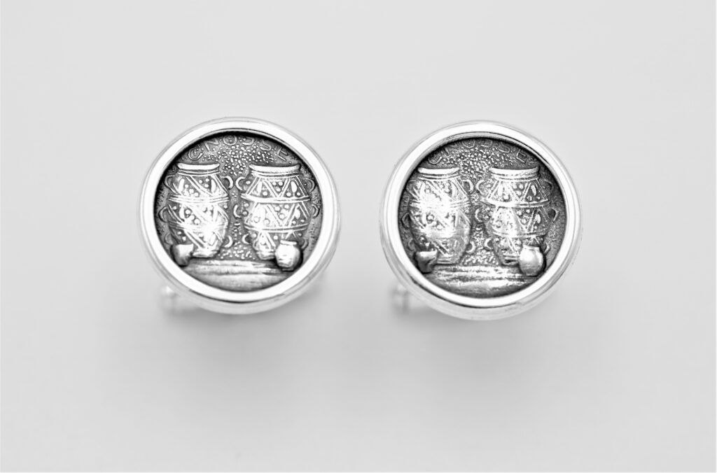 “Pitchers of abundance” Cufflinks, silver