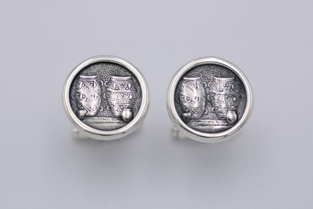 “Pitchers of abundance” Cufflinks, silver