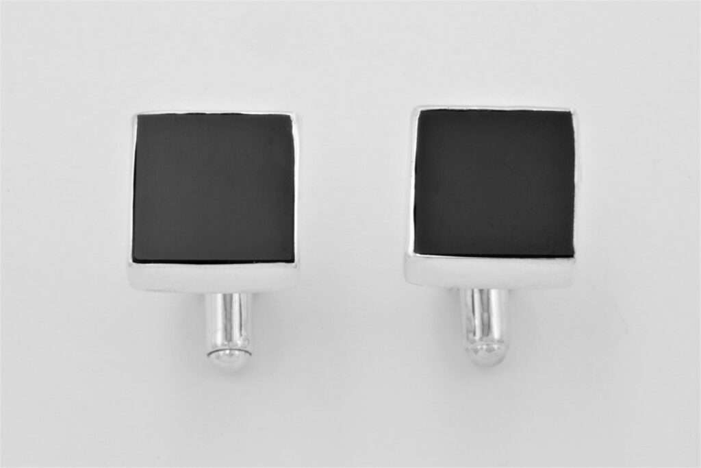 “Black square” Cufflinks, silver, onyx