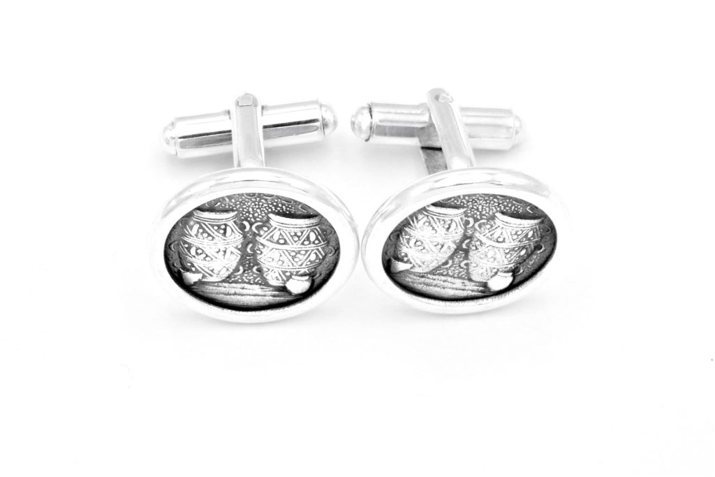 “Pitchers of abundance” Cufflinks, silver