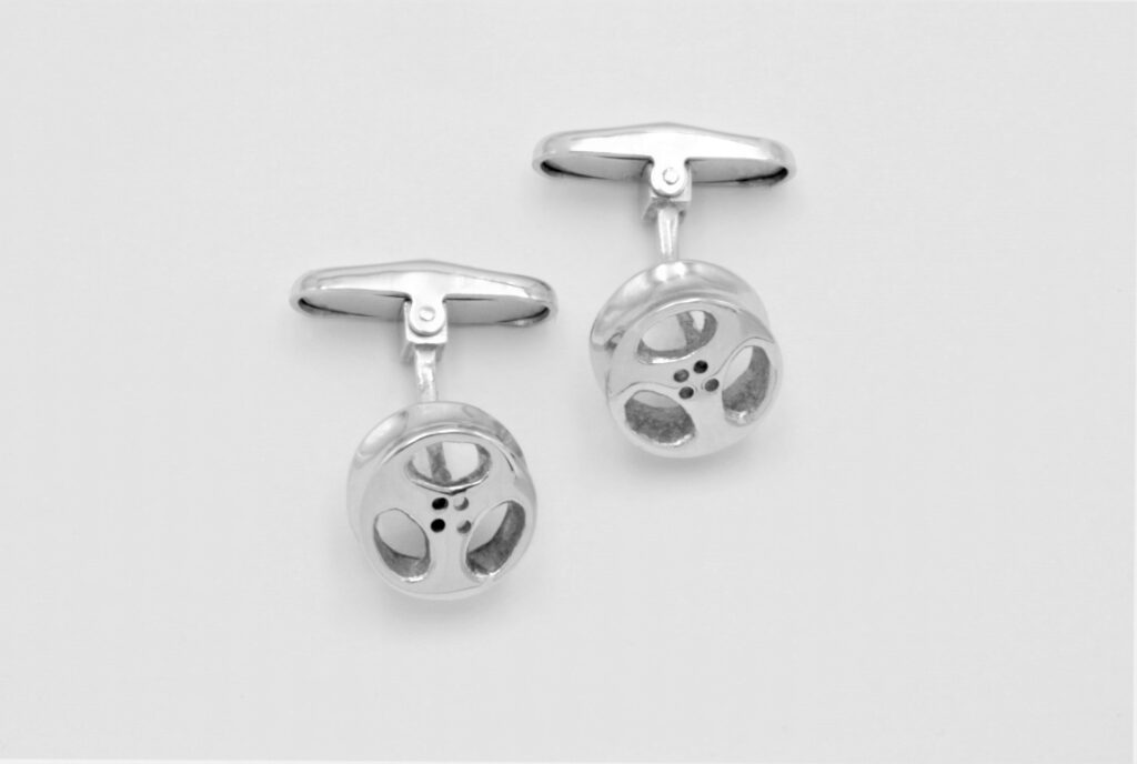 “Car rims” Cufflinks, white gold