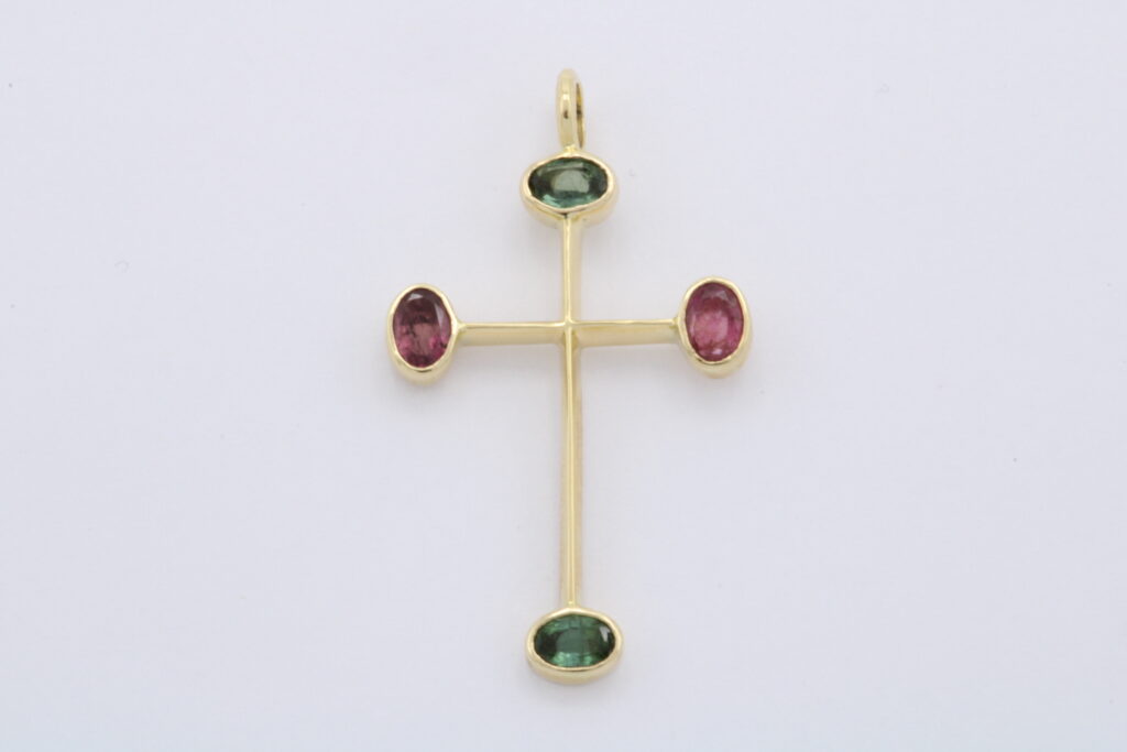 “Theofano ΙΙ” Cross gold, tourmaline