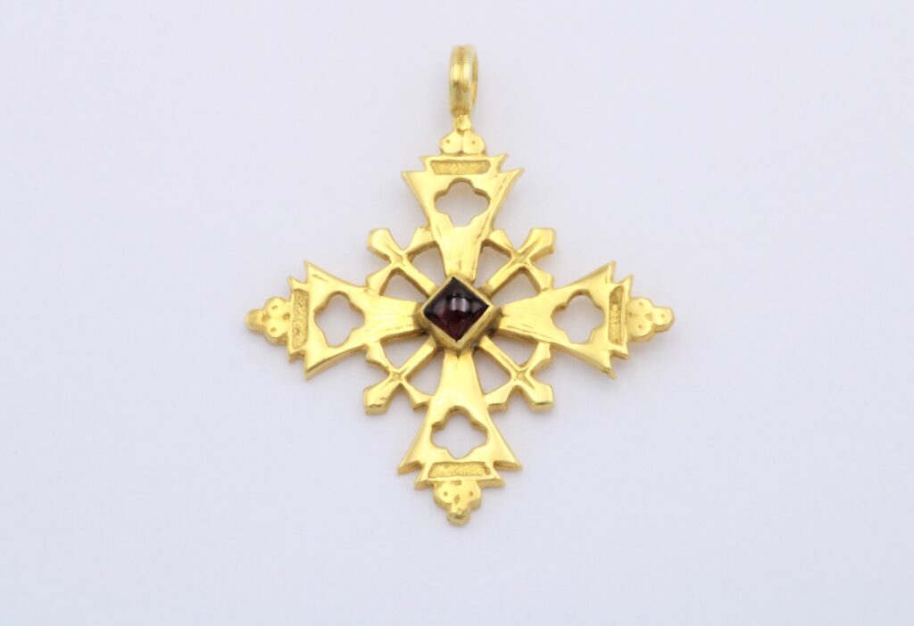 “Julian” Cross silver, yellow, garnet