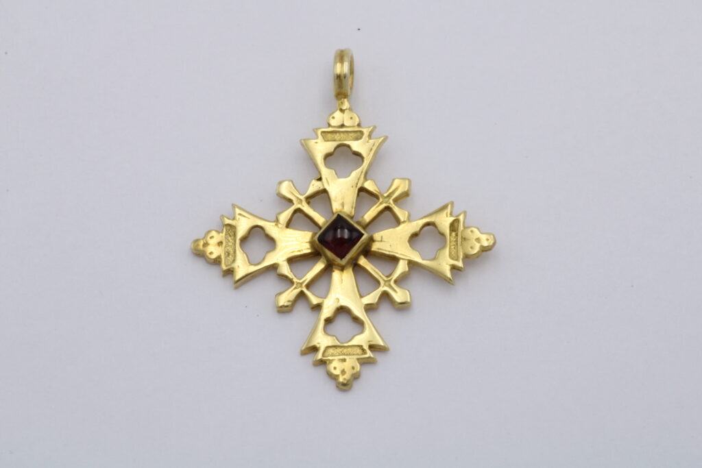 “Ethiopian” Cross silver, yellow, garnet