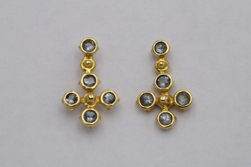 “Andromeda” Earrings gold, aqua marine