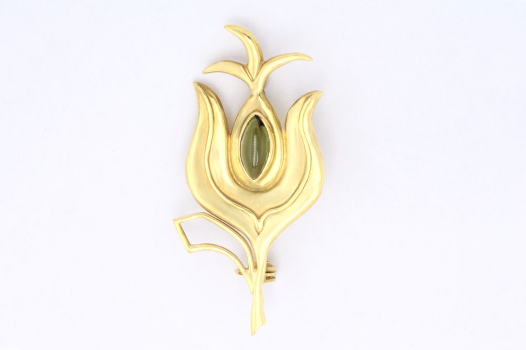 “Tulip II” Brooch gold, tourmaline