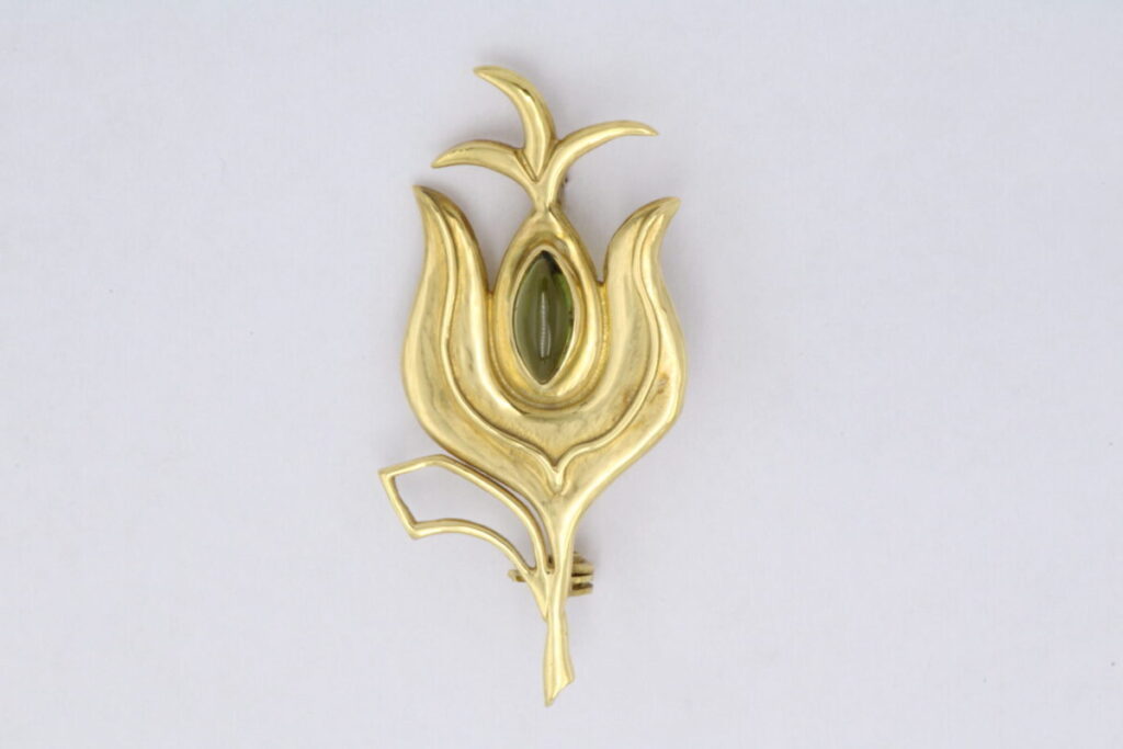“Tulip II” Brooch gold, tourmaline