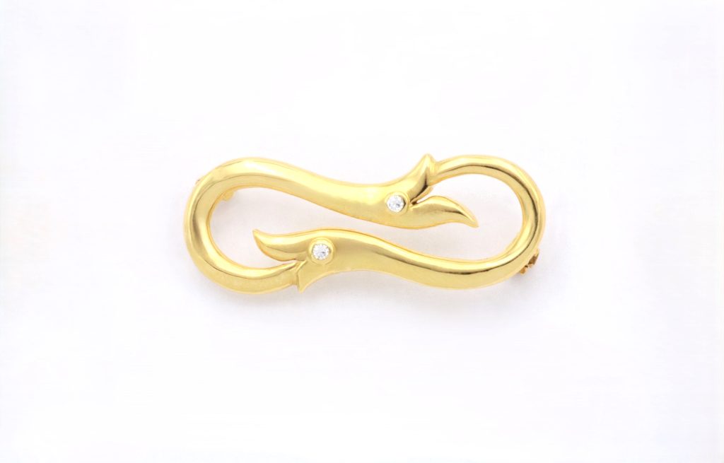 “Art deco” Brooch gold, diamonds