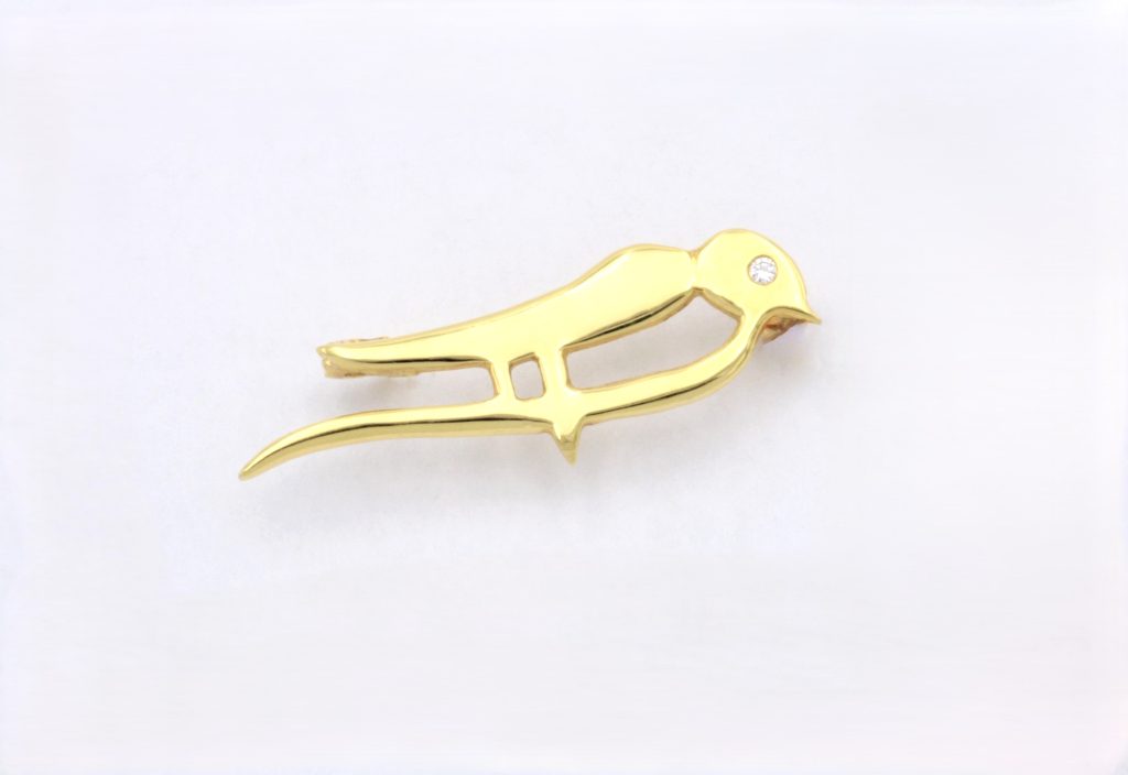 “Swallow” Brooch gold, diamond