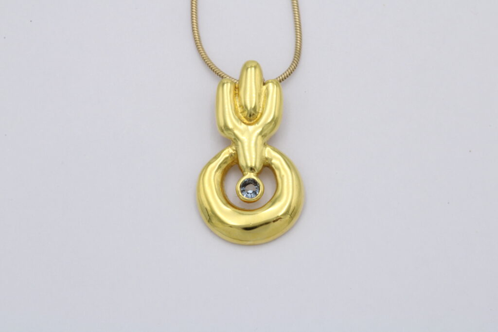 “Cycladic - cactus ΙΙ” Pendant gold aqua marine