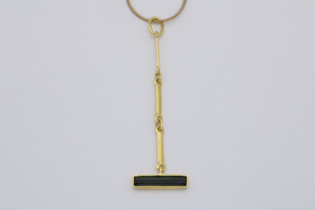 “Horizontally and vertically” Pendant, gold, tourmaline