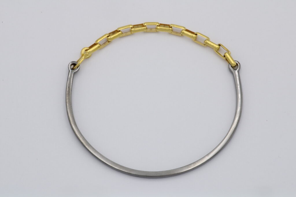 “Hybrid chain III” Bracelet, silver, black, yellow