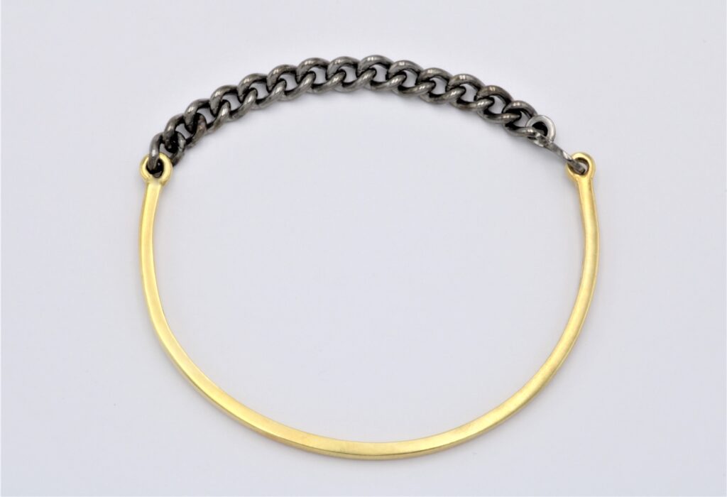 “Hybrid chain II” Bracelet, silver, black, yellow