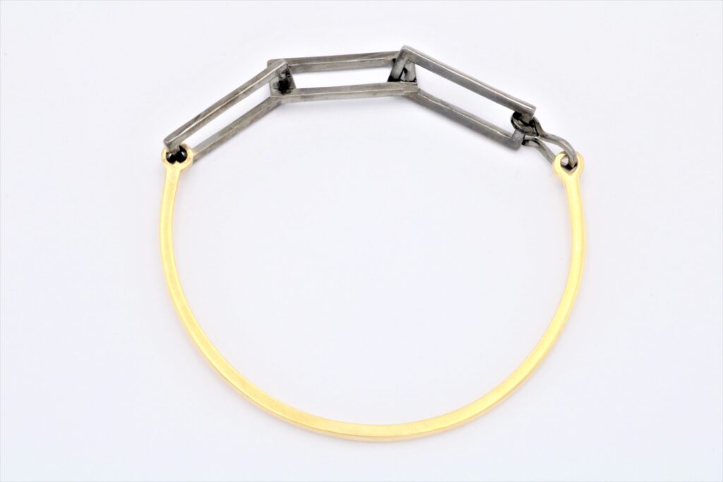 “Hybrid chain I” Bracelet, silver, black, yellow