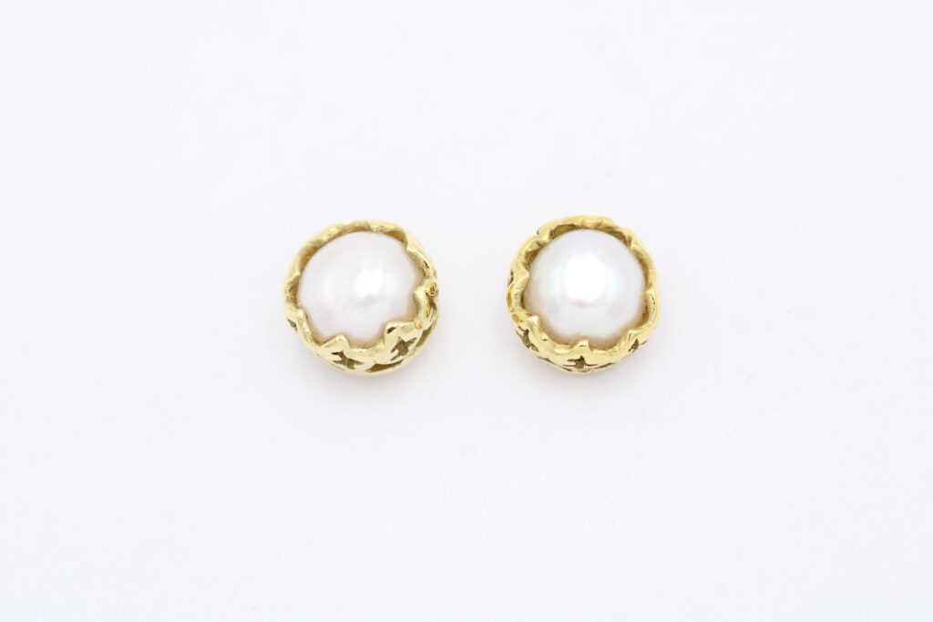 “Byzantine crown” Earrings, gold, pearl