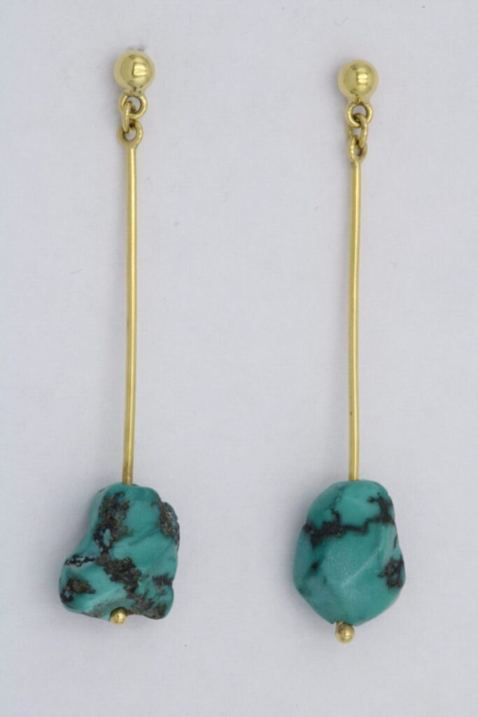 “Rough turquoise” Earrings gold, turquoise