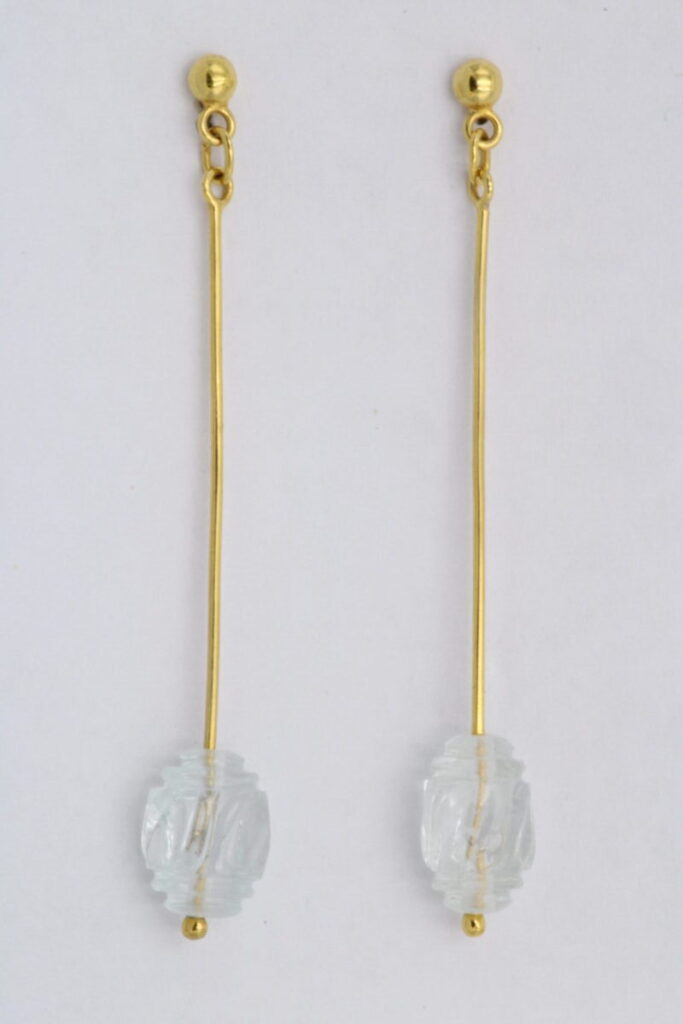“Ice colour” Earrings gold, aqua marine