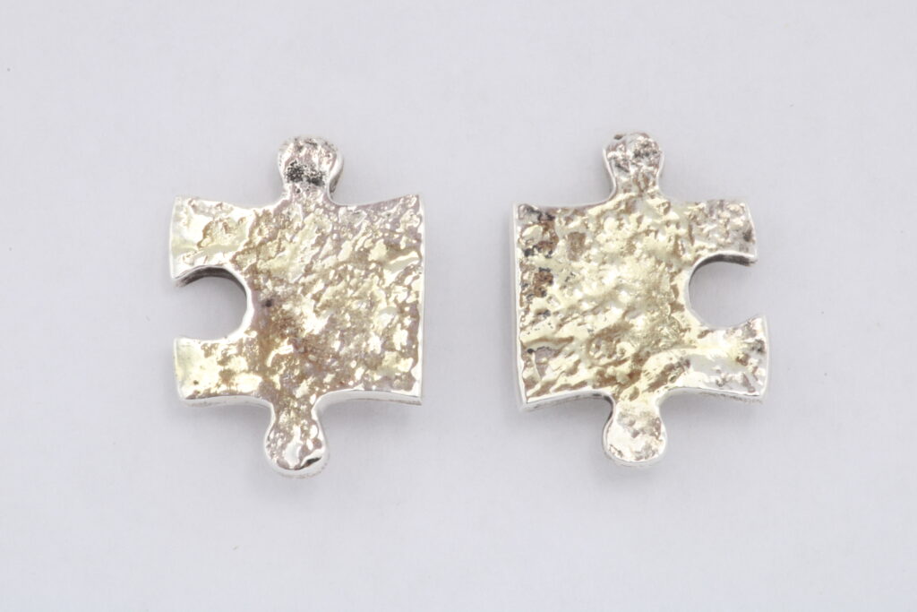 “Puzzle” Earrings silver and gold