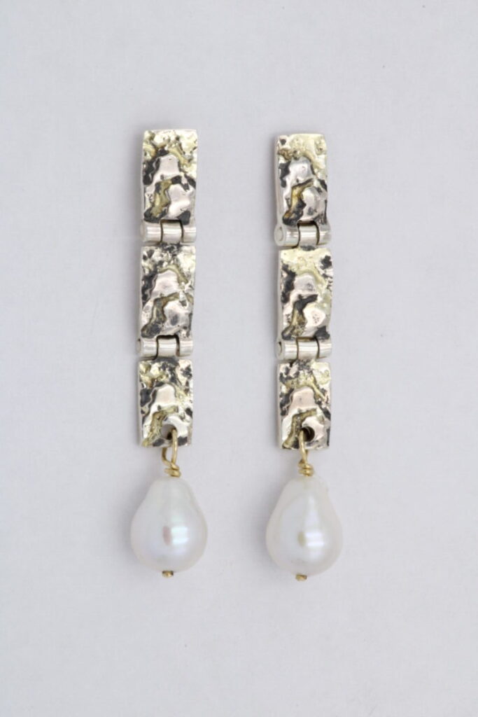 “Sultana” Earrings silver and gold, pearl