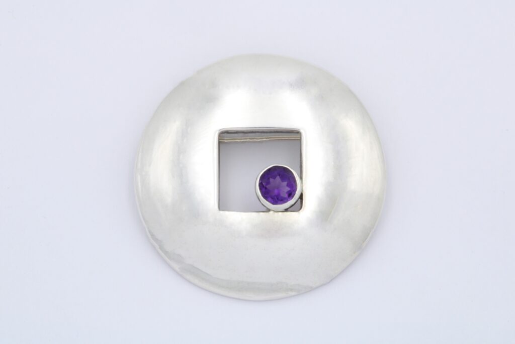 “Window in purple” Brooch-pendant silver, amethyst