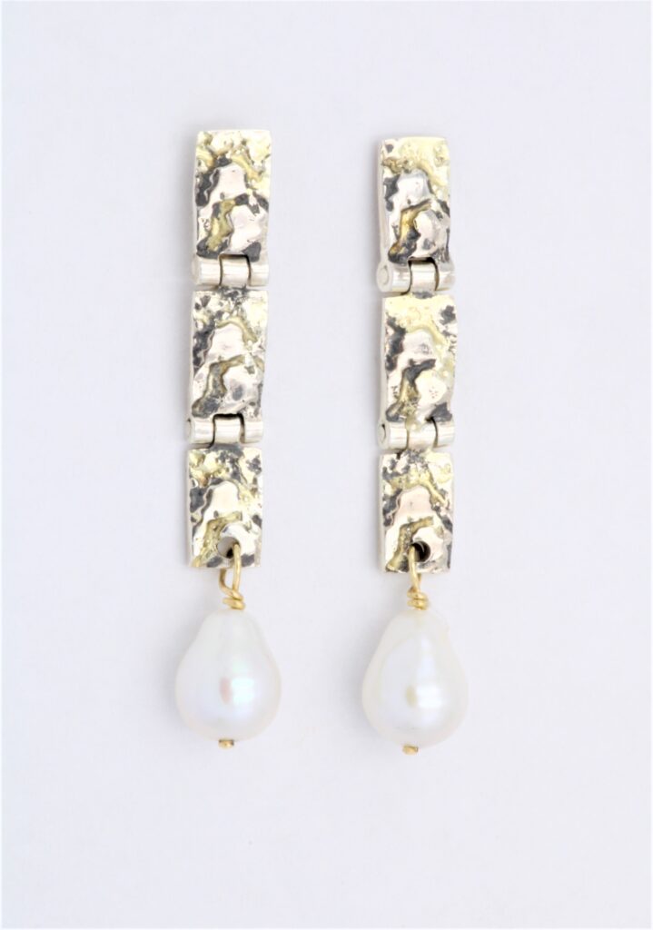 “Sultana” Earrings silver and gold, pearl