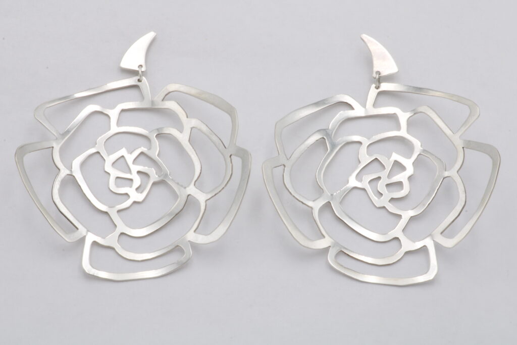 “White rose Ι” Earrings silver