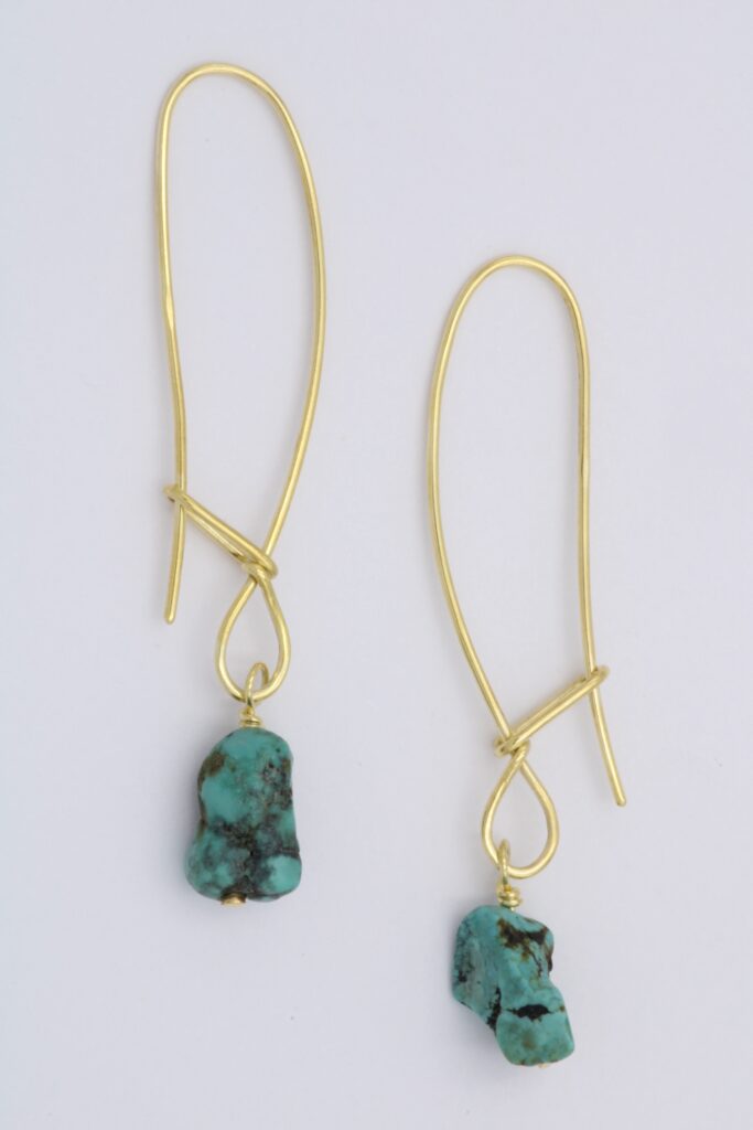 “Unicondular II” Earrings silver, yellow, turquoise