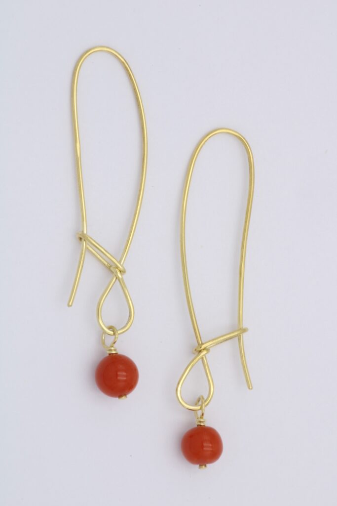 “Unicondular II” Earrings silver, yellow, coral