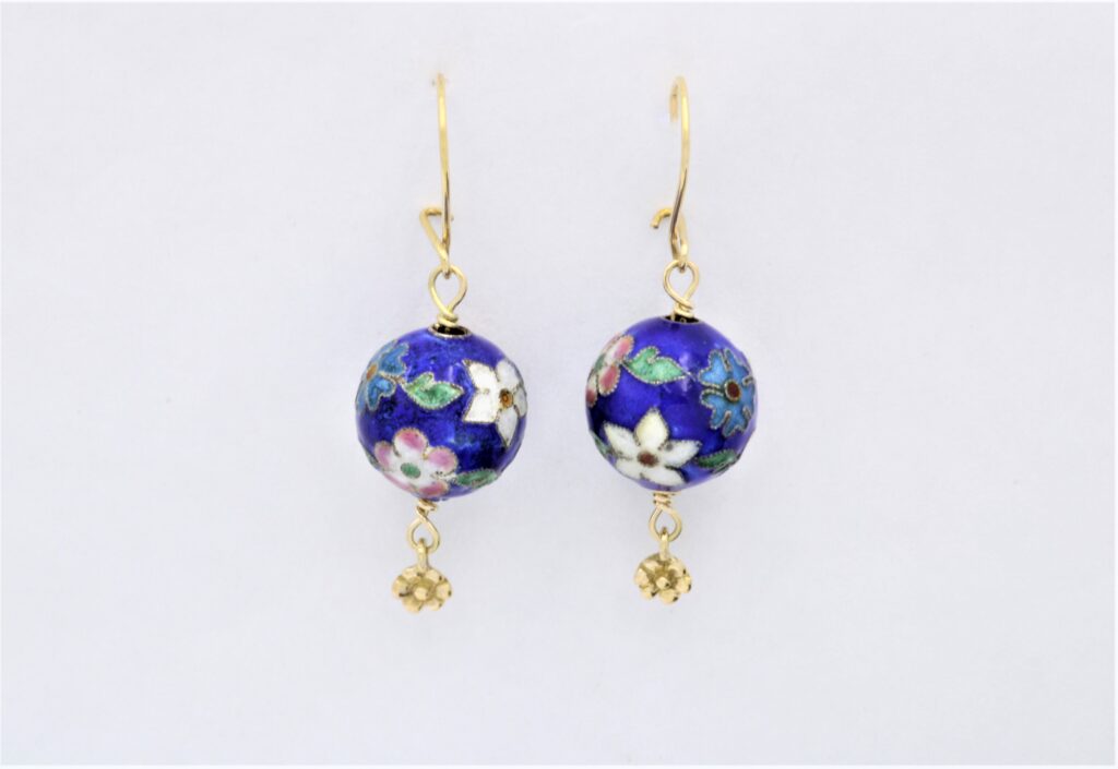 “As vintage as it gets...” Earrings, gold, cloisonne beads