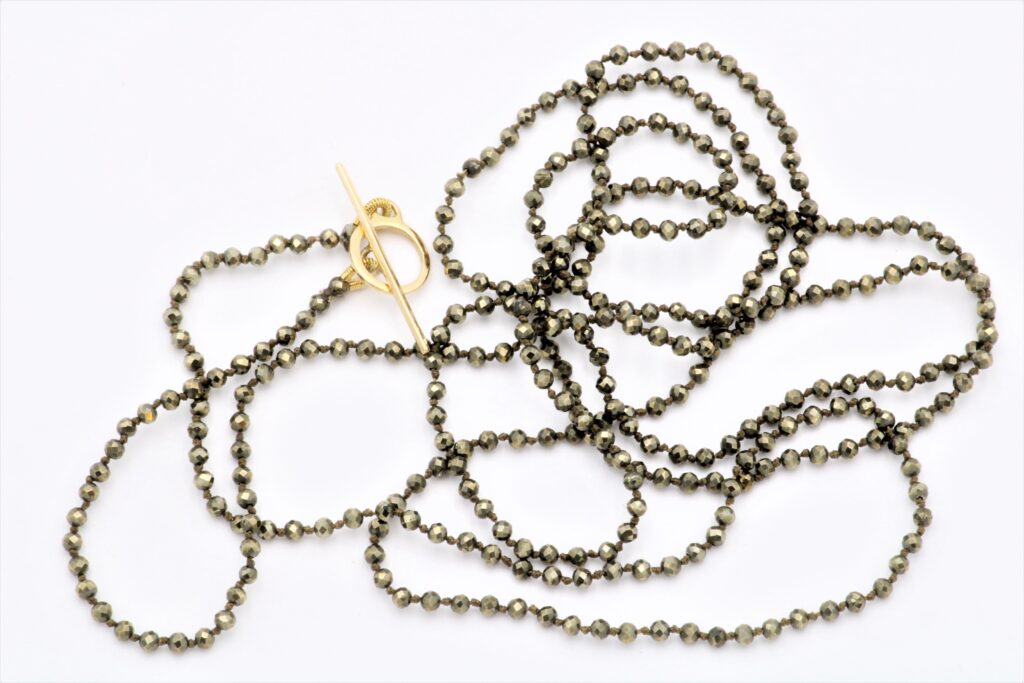 “Iron pyrite” Necklace, gold, iron pyrite