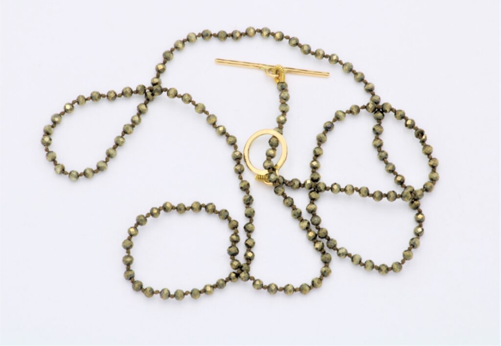 “Iron pyrite” Necklace, gold, iron pyrite