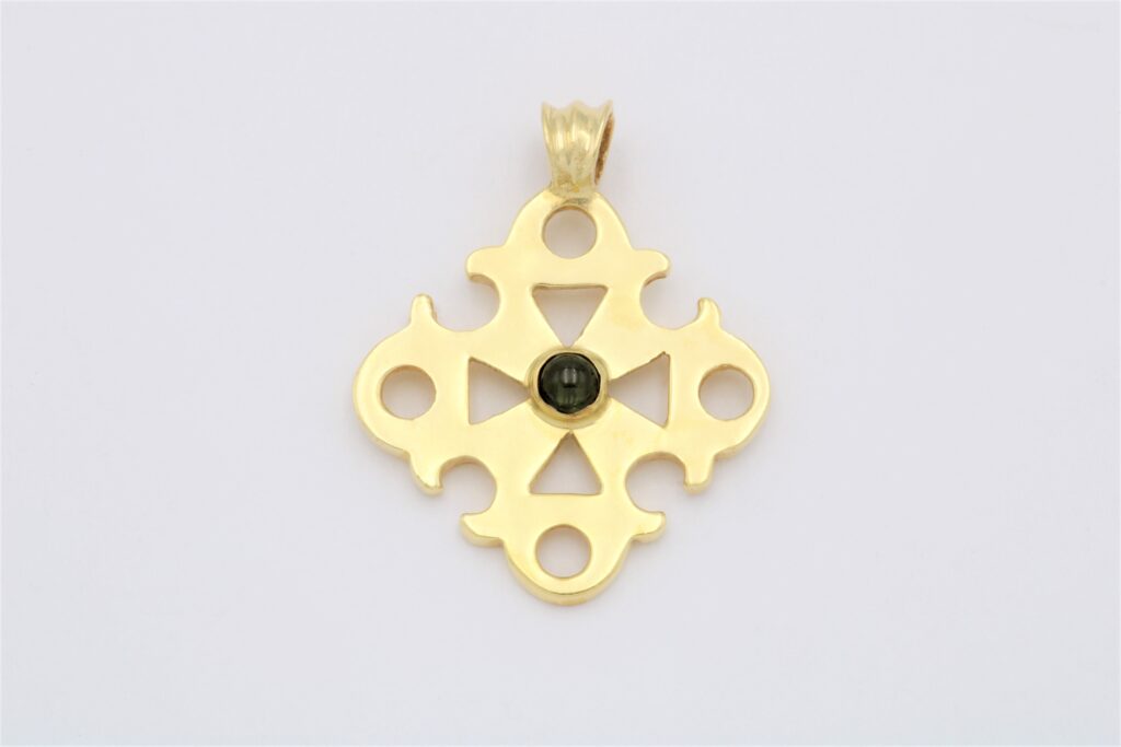 “Evdokia” Cross silver, yellow, tourmaline