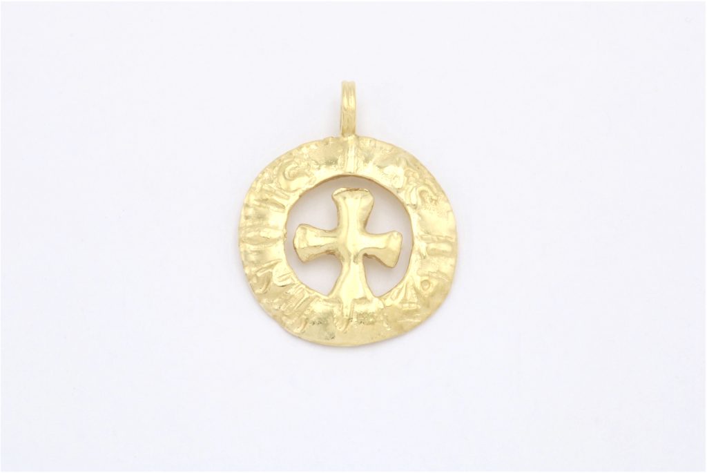 “Cross pendant I” Pendant, silver, yellow