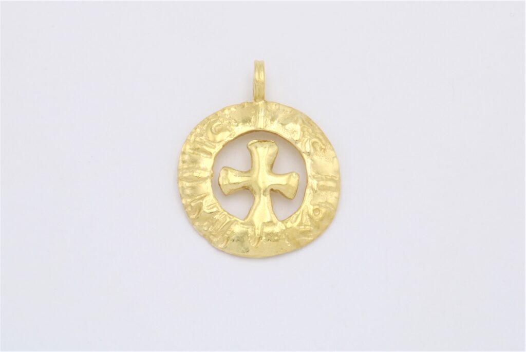 “Cross pendant I” Pendant, silver, yellow