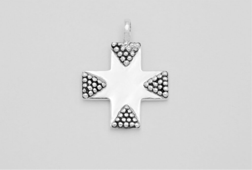 “Triangular granulation” Cross silver