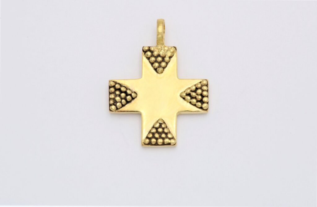 “Triangular granulation” Cross silver, yellow