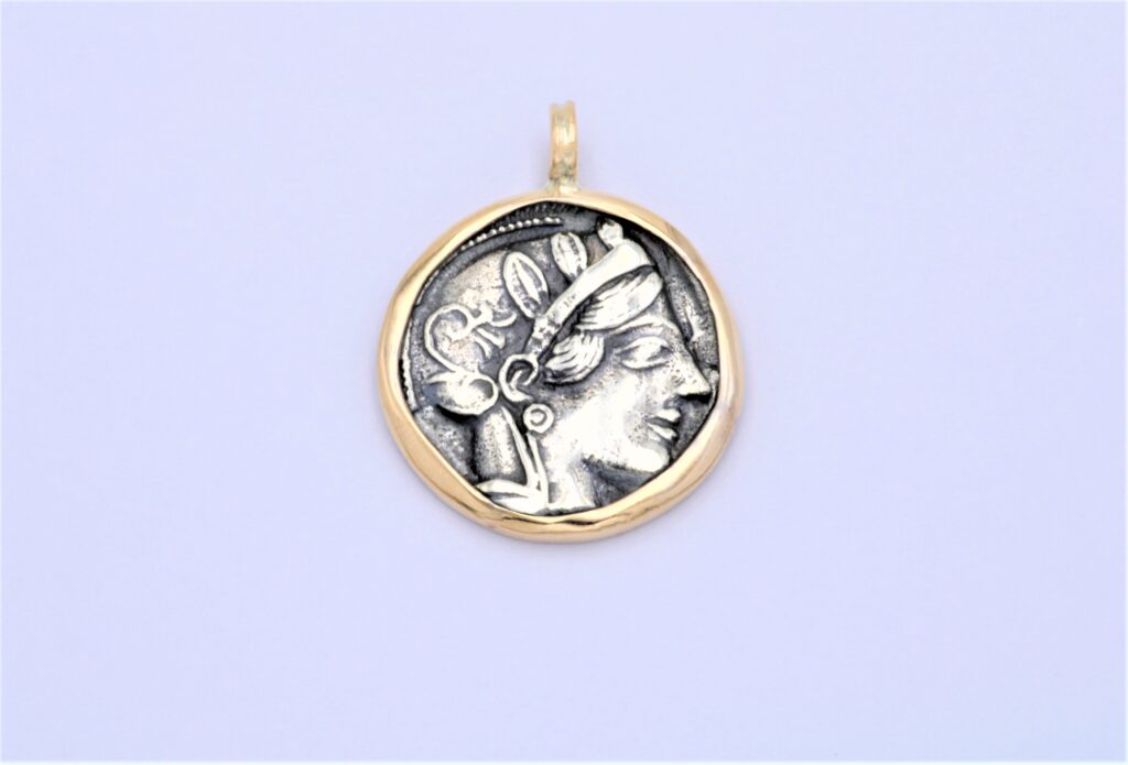 “Athena with hair” Coin, silver and gold